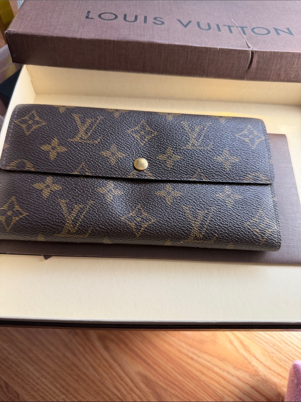 Louis Vuitton Monogram Snap Continental Wallet in Brown and Gold